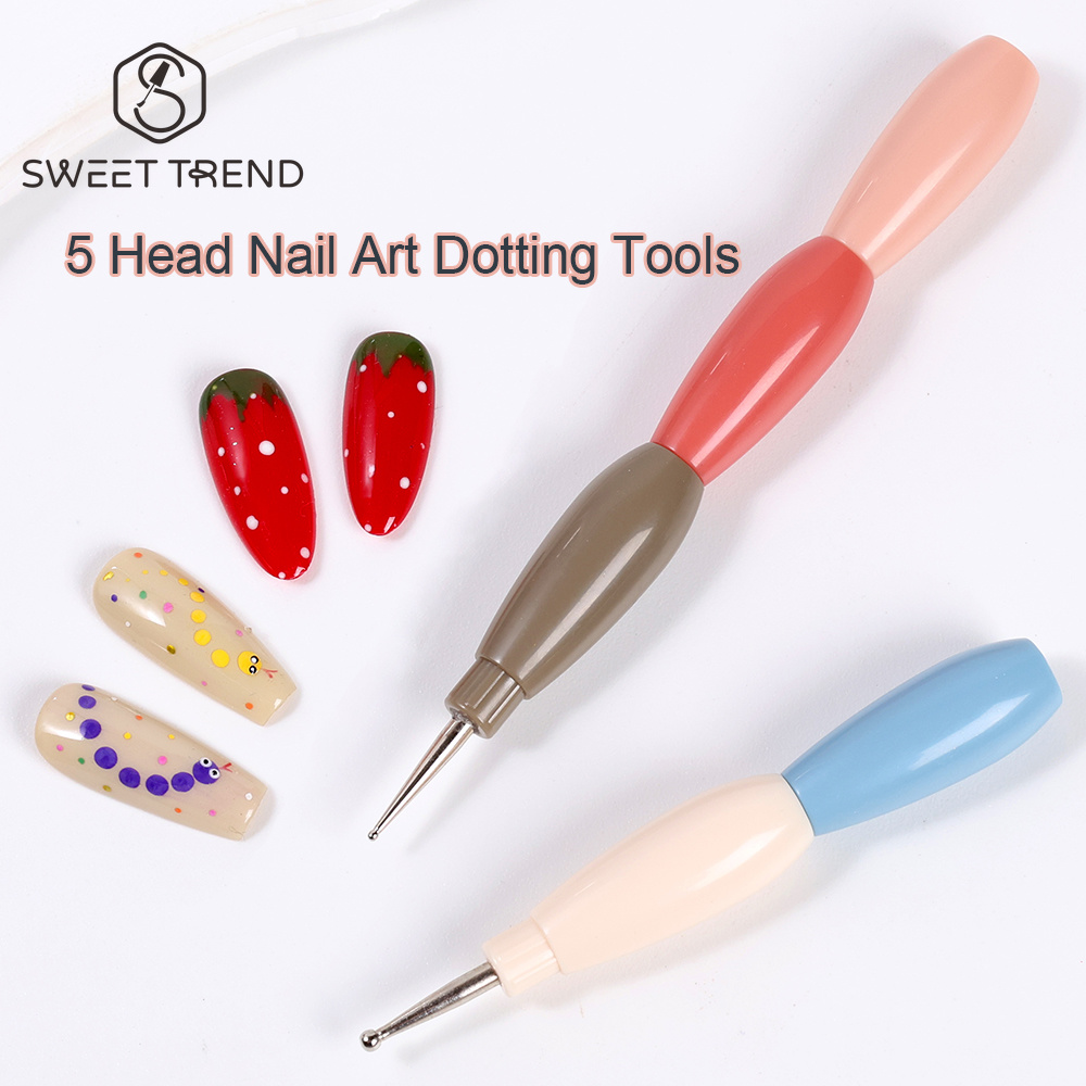 Group Head Brush - ปากกาแต่งเล็บลายจุด 5 หัว SWEET TREND-1pc อุปกรณ์แต่งเล็บสำหรับวาดลายจุด