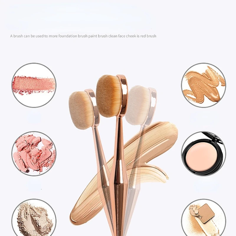 Group Head Brush - แปรงแต่งหน้า 1 ชิ้น แปรงแต่งหน้ารูปทรงฟันปลา แปรงรองพื้นรูปวงรี แปรงรองพื้นคุณภาพสูง
