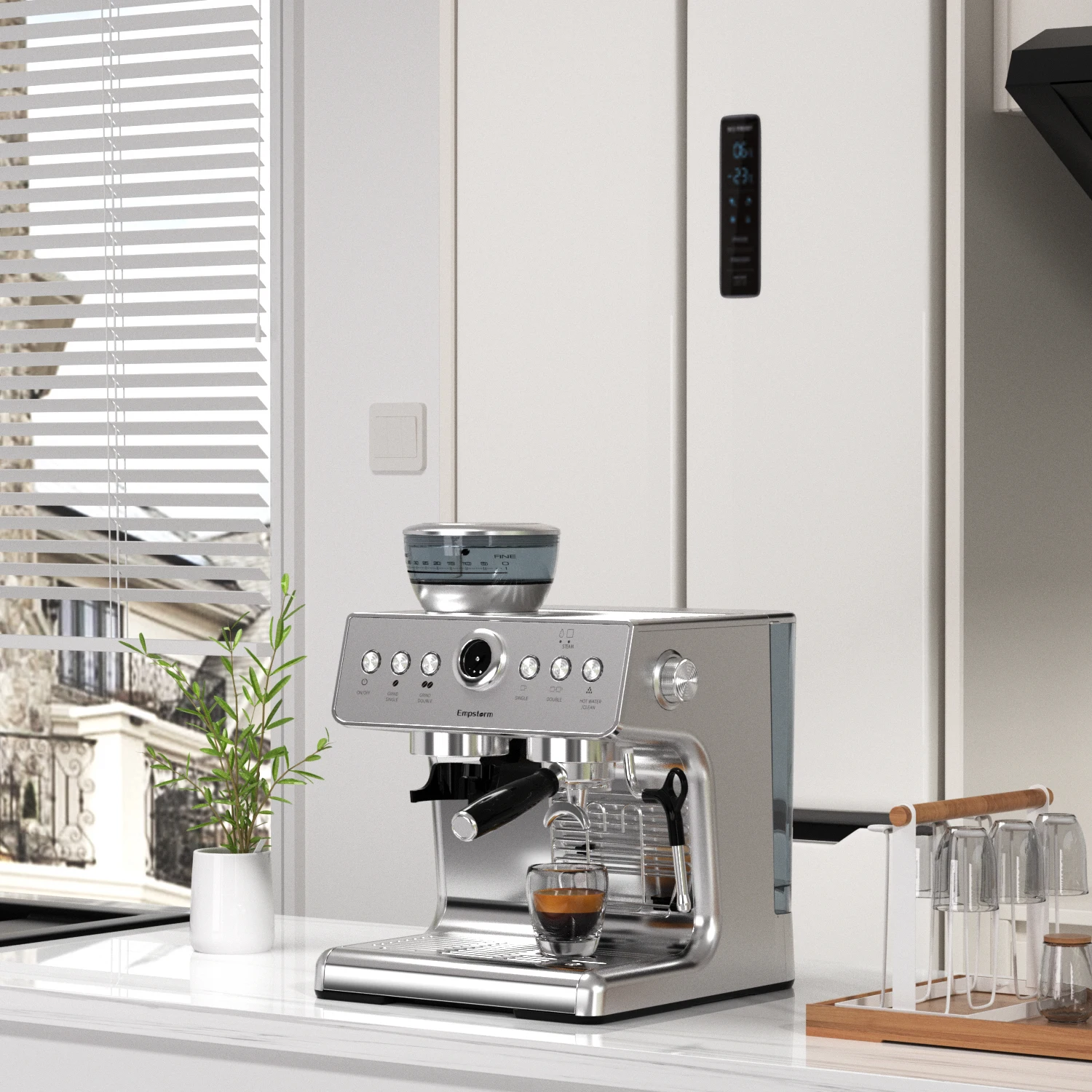 Coffee Equipment Pro - เครื่องชงกาแฟเอสเพรสโซ่แบบอัตโนมัติสำหรับร้านกาแฟระดับมืออาชีพ พร้อมเครื่องบดในตัว