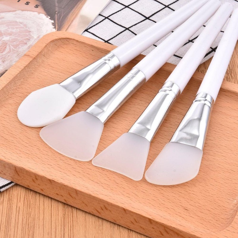 Group Head Brush - 4 ชิ้น/เซ็ตสีขาวแต่งหน้าซิลิโคนแปรงพอกหน้า Professional โคลนครีมแปรง DIY Skin